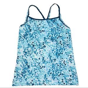 C9 by Champion Racerback Tank Blue Geometric Pattern Lined Built-In Bra Size M